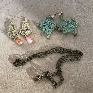 Earrings with Bronze Chain